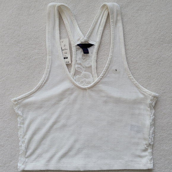 Aeropostale | Crop Halter Lace Back Top NEW Ladies Small Cream - Picture 5 of 14